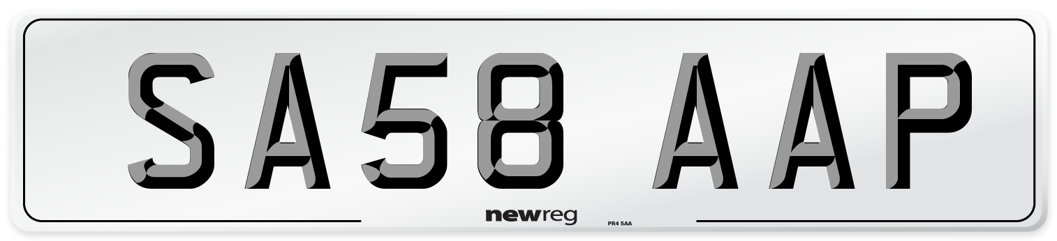 SA58 AAP Number Plate from New Reg